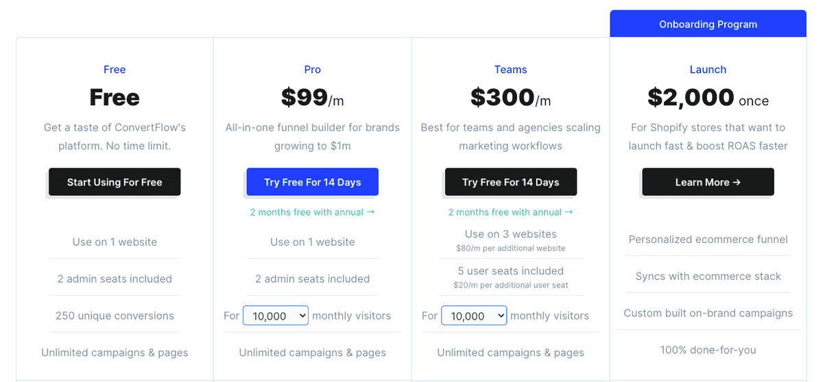 ConvertFlow Pricing